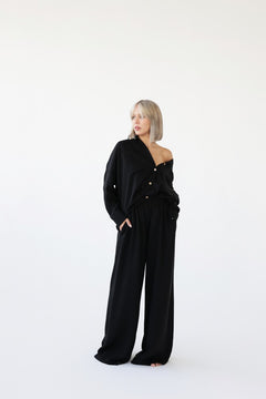 Wide Tencel Trousers Black