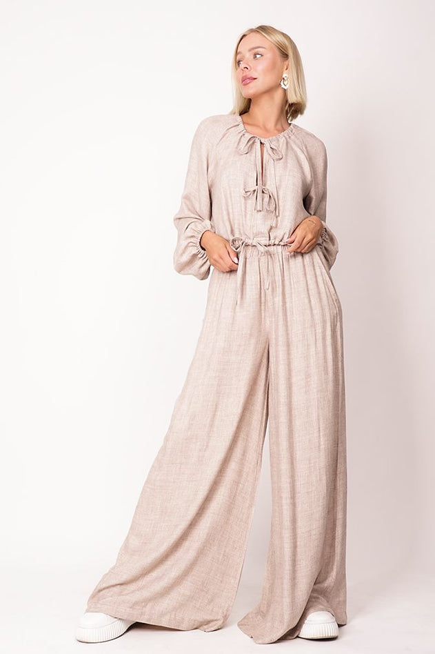 Skye Wide Leg Pants Beige