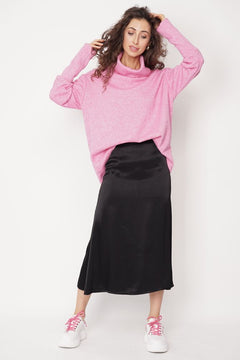 Feme Satin Skirt Black