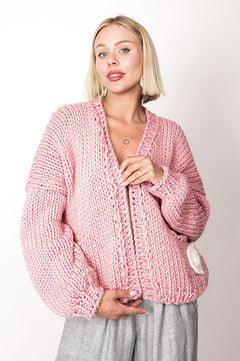 Hand Made Heart Cardigan Pink