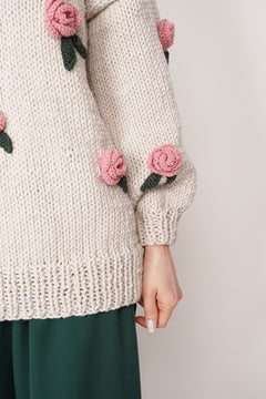 Rose Handmade Knit Sweater Light Beige