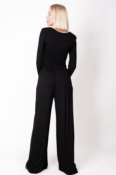 Wide Bamboo Trousers Black