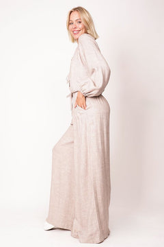 Skye Wide Leg Pants Beige