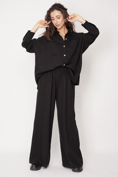 Wide Tencel Trousers Black