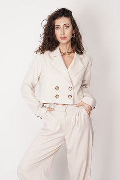 Aspen Cropped Blazer Ecru