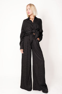 Wide Viscose Trousers Striped