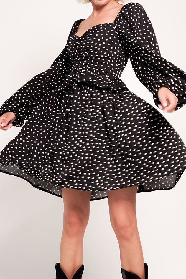 Luisa Polka Dot Dress Black