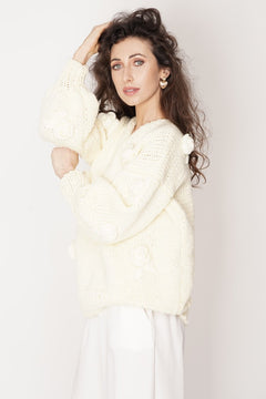 Rose Handmade Knit Sweater Pastel Yellow