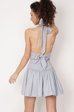 Arial Back Tie Top Blue