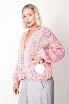 Hand Made Heart Cardigan Pink