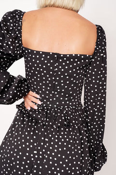 Luisa Polka Dot Dress Black