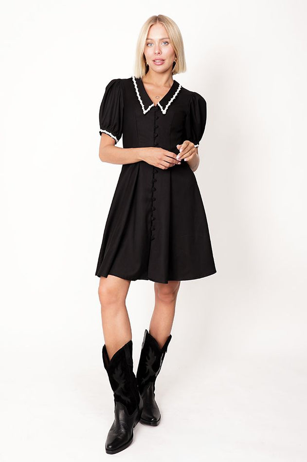 Avery Collar Dress Black