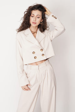 Aspen Cropped Blazer Ecru