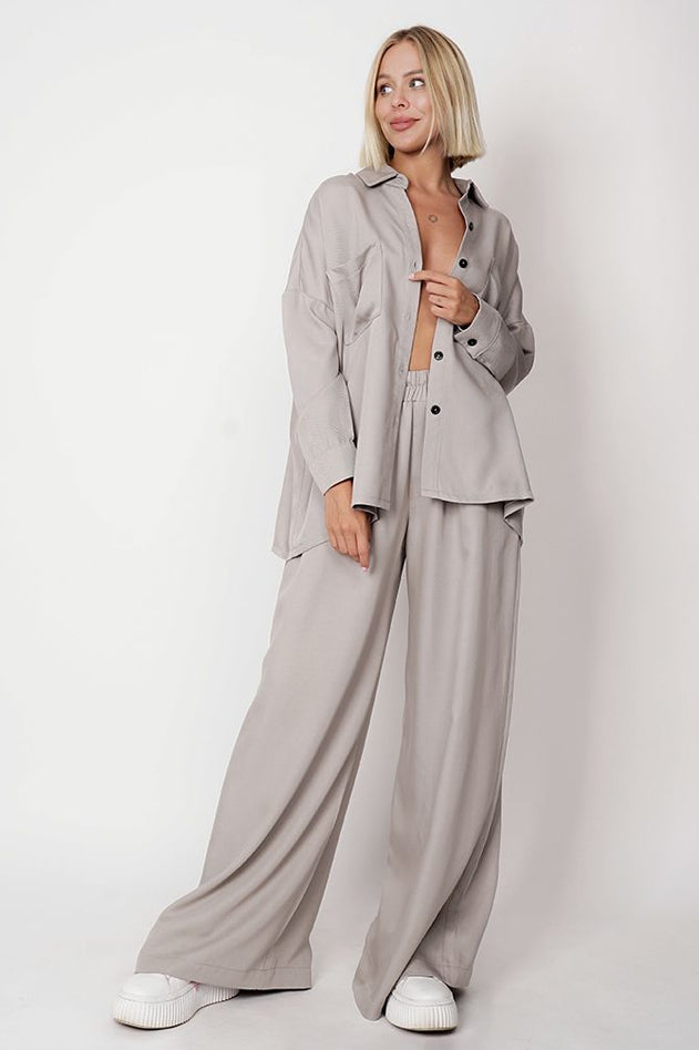 Wide Tencel Trousers Grey