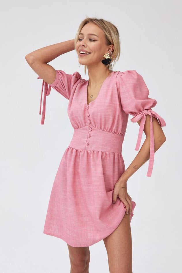 Maribel Viscose-Linen Dress Pink