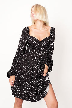 Luisa Polka Dot Dress Black