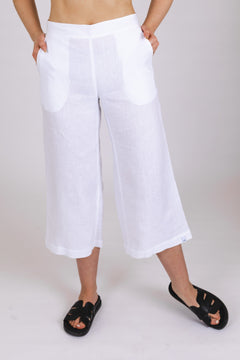 Culottes Linen Trousers Coconut Milk White