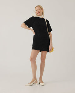 Vasara Crochet Mini Dress Black