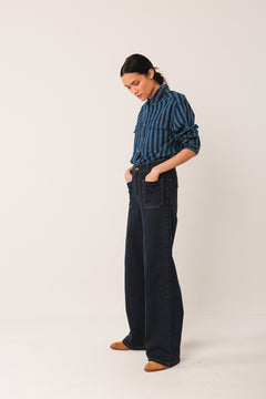 Striped Cotton Shirt Blue