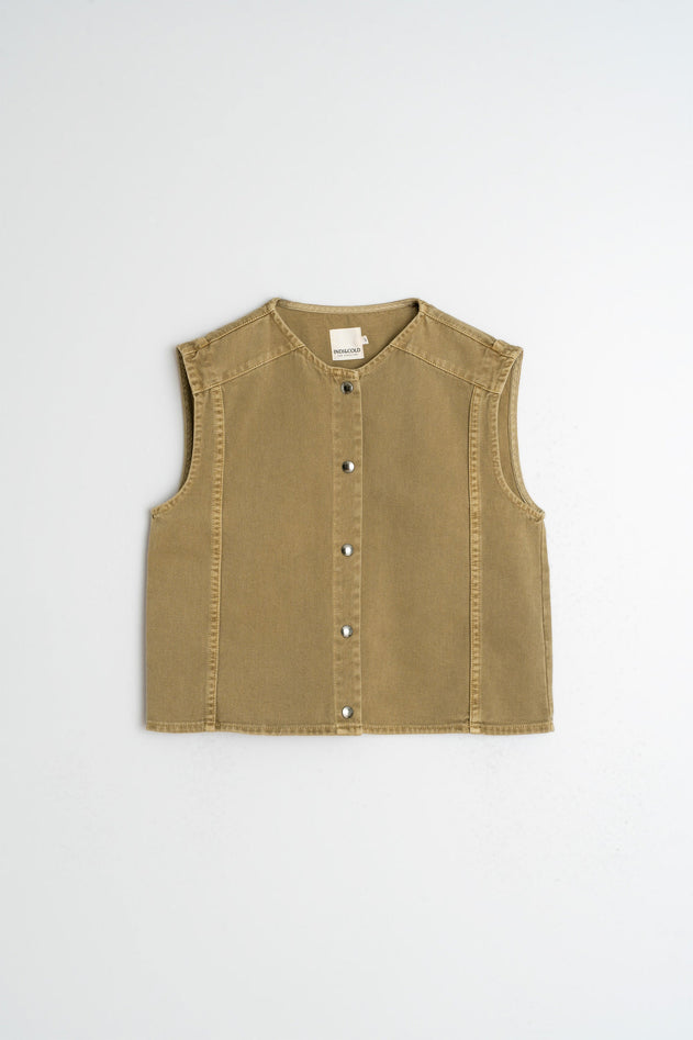 Boxy Twill Vest Olive