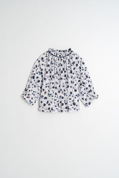 Elastic Cotton Blouse Blue