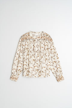 Smock-Detailed Blouse Brown