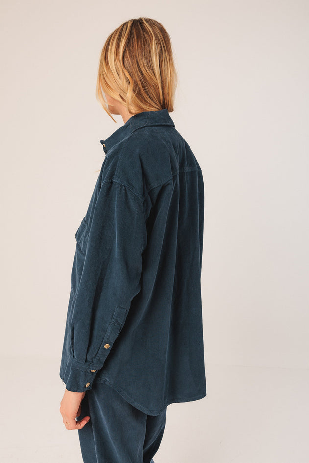 Cotton Corduroy Shirt Indigo Blue