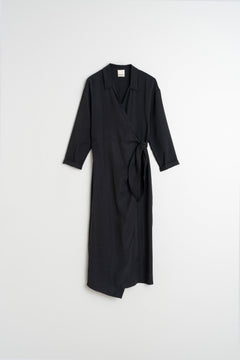 Knotted Draped Dress Black