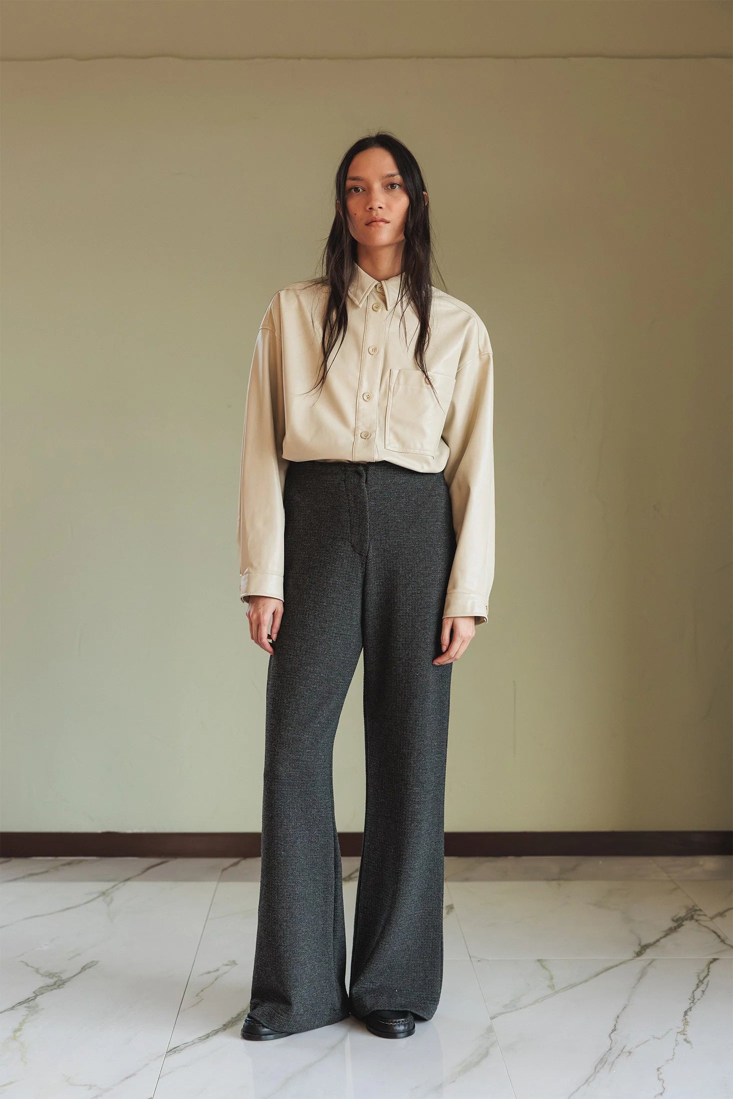 Double Jacquard Knitted Pants Marengo