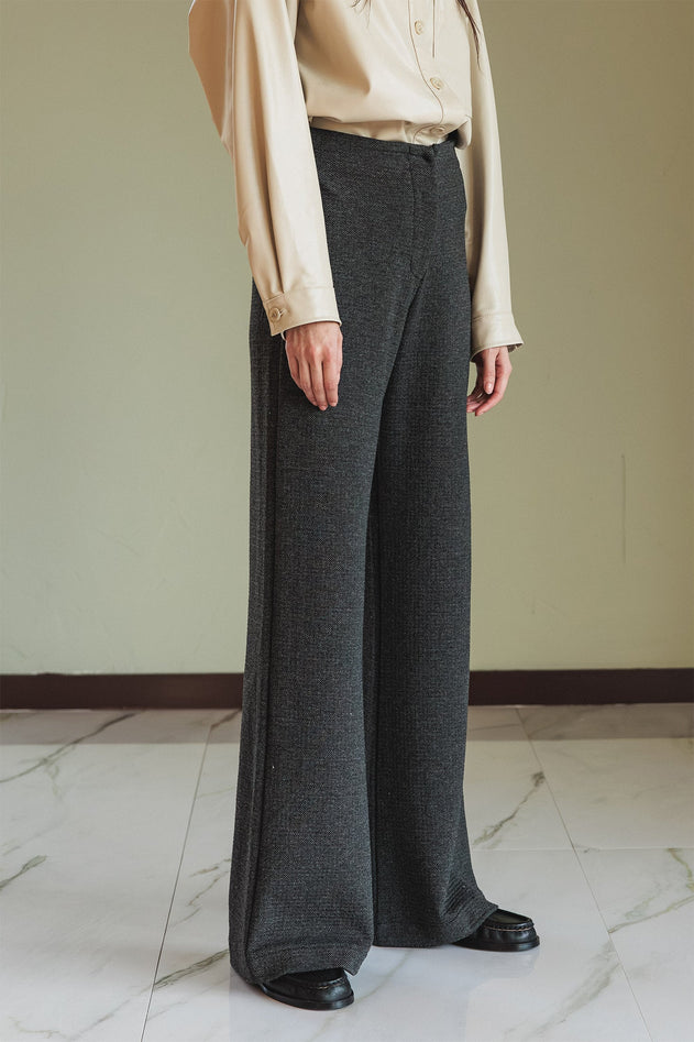 Double Jacquard Knitted Pants Marengo