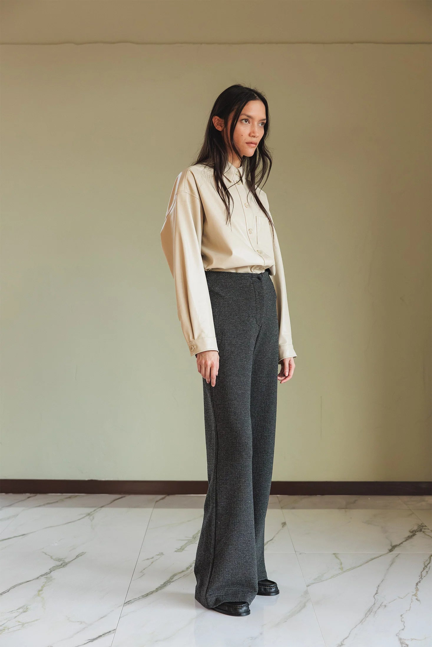 Double Jacquard Knitted Pants Marengo