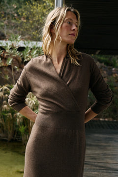 Long Cashmere Blend Dress Taupe