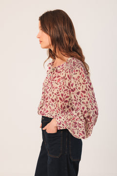Smock-Detail Shirt Pink