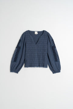 Ethnic Embroidered Blouse Blue