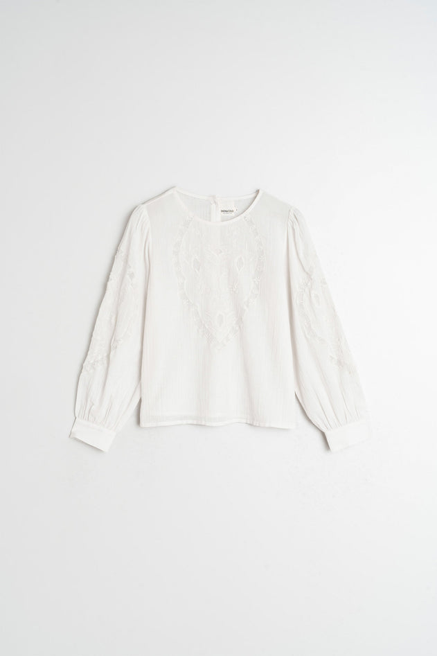 Romantic Embroidered Blouse White