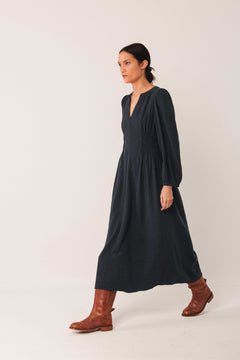 Crepe Cotton Dress Navy