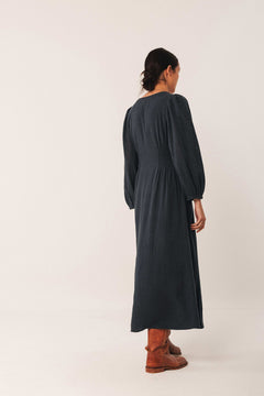 Crepe Cotton Dress Navy
