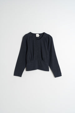 Crepe Cotton Blouse Navy