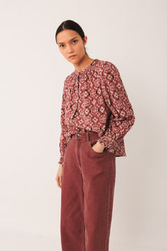 Ikat Print Shirt Red