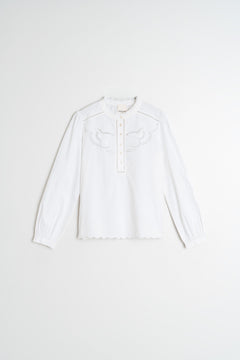 Embroidered Trimmed Blouse White