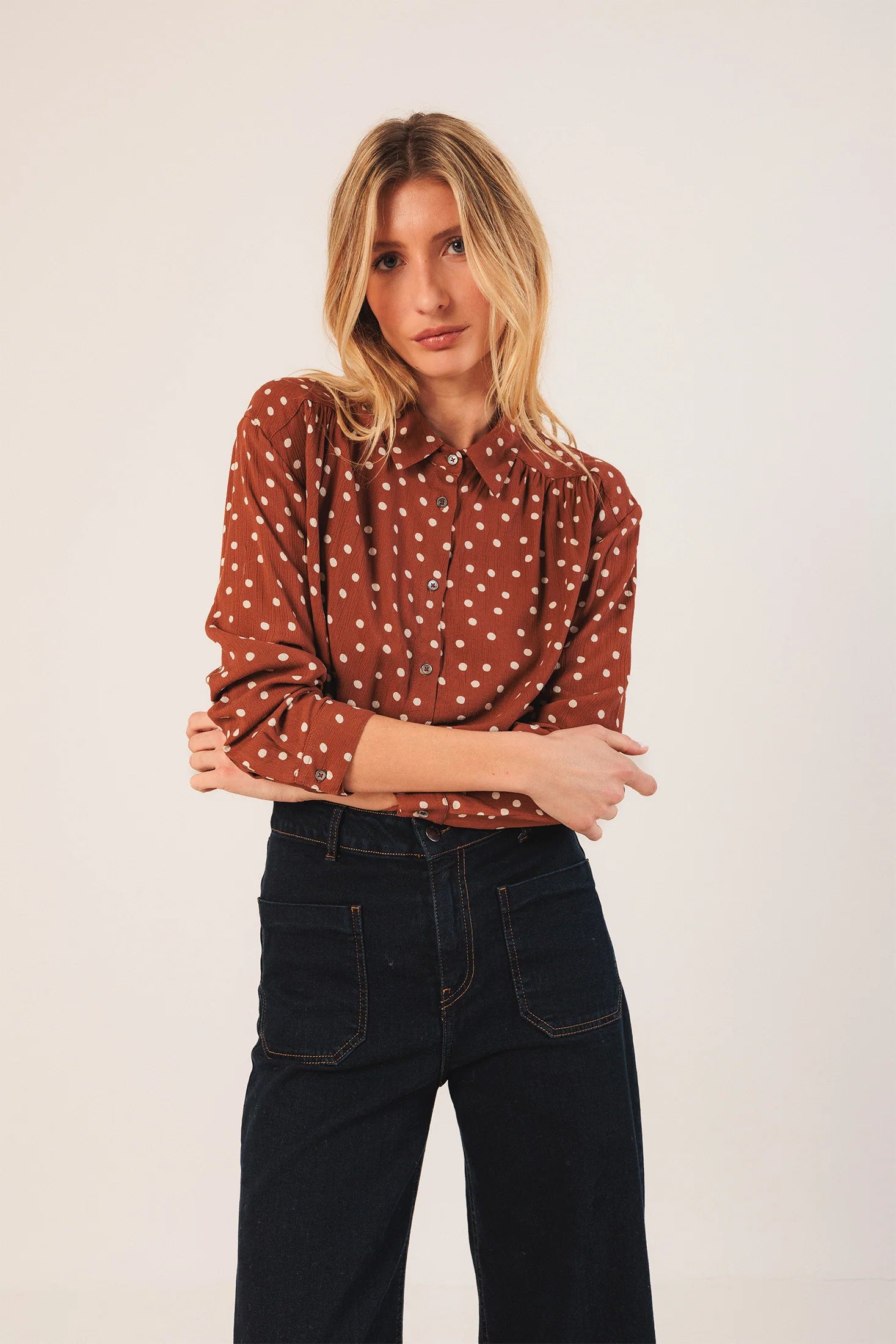 Bea Polka Dot Shirt Terracotta