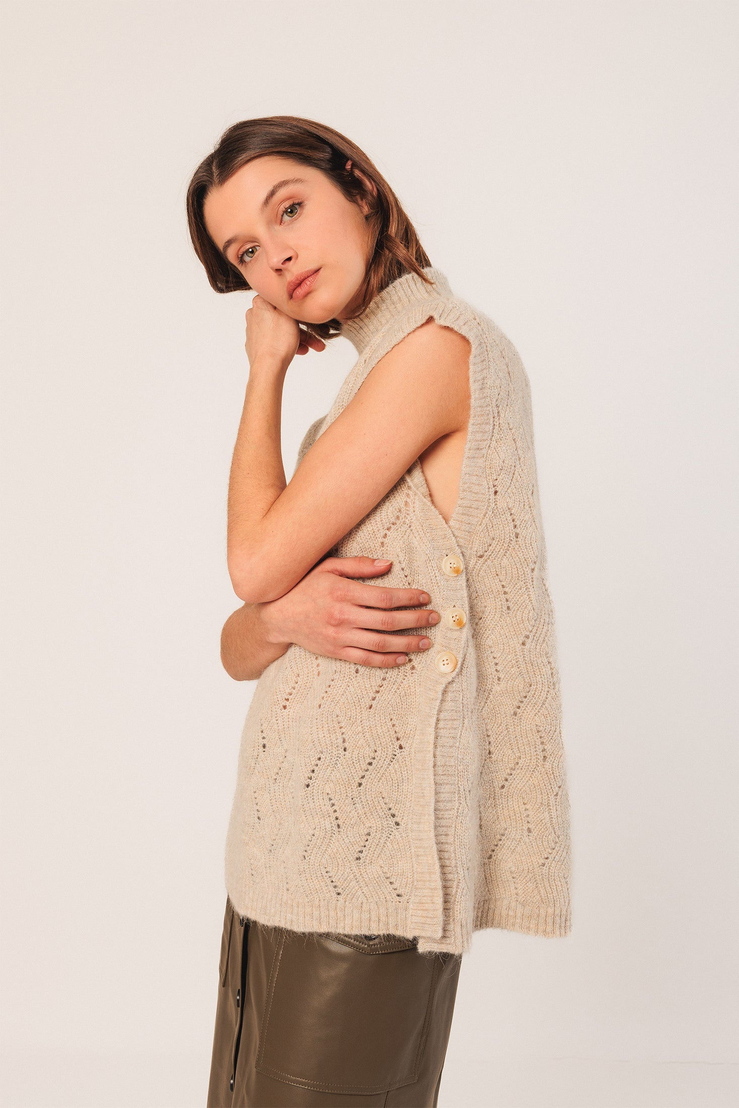 Crochet Vest Beige