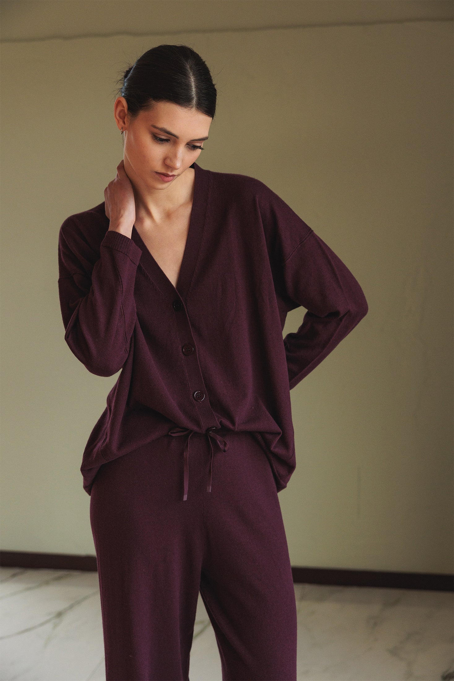 Wide-Knit Pants Purple