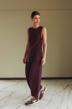 Wide-Knit Pants Purple