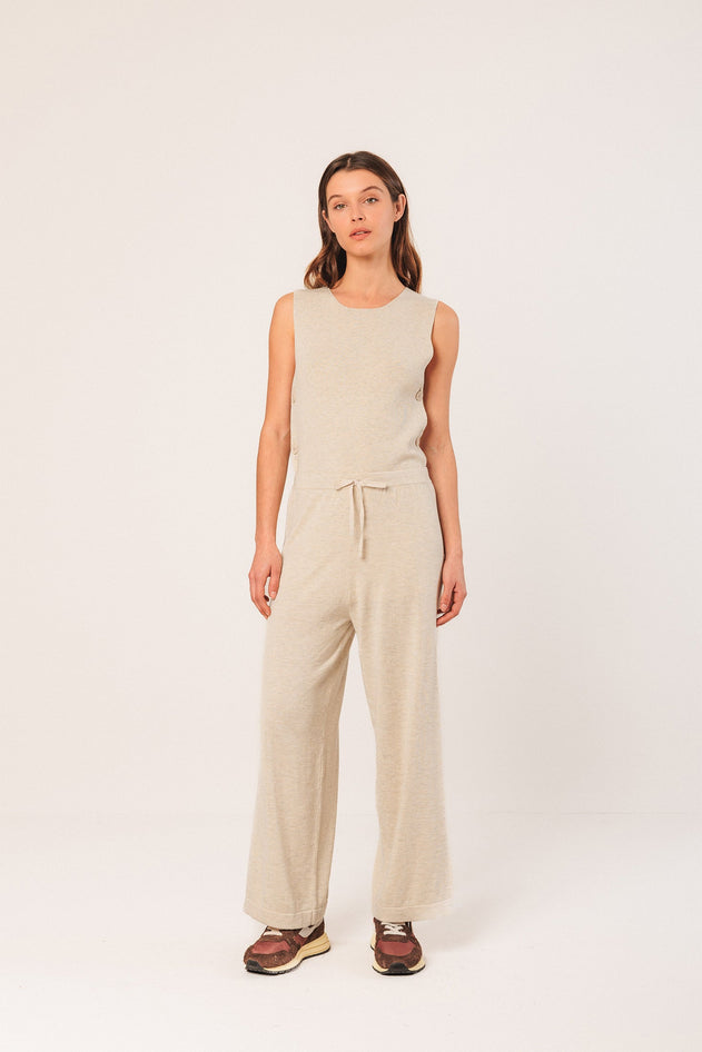 Long Buttoned Vest Beige