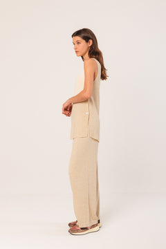 Long Buttoned Vest Beige