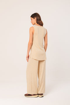 Long Buttoned Vest Beige