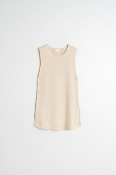 Long Buttoned Vest Beige
