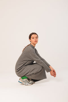 Wide Cable Knit Dress Grey