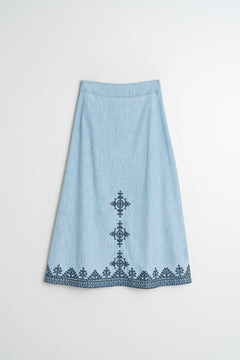 Embroidered Maxi Skirt Blue
